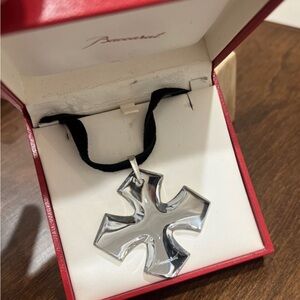 Baccarat Occitane Crystal and Sterling Silver Cross Necklace Reversible